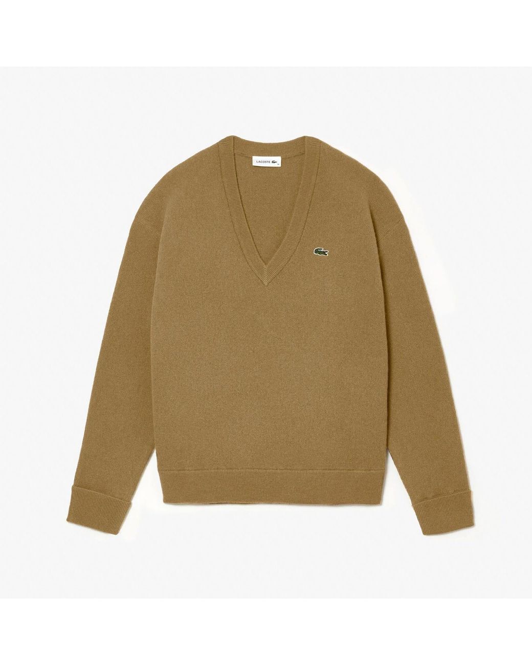 Lacoste Green Relaxed Fit Carded Wool Moss Stitch Sweater