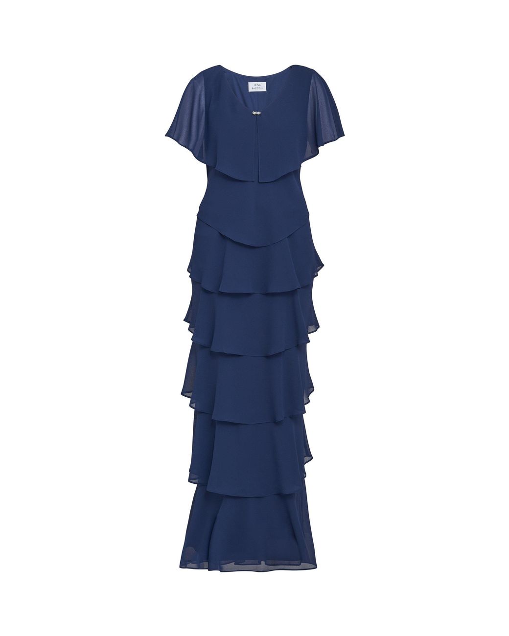 Gina Bacconi Blue Catherine Tiered Maxi Dress