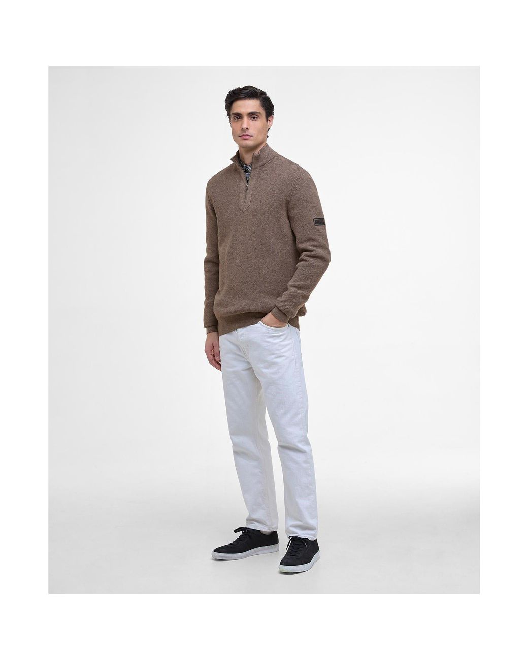 Barbour Brown Crawley Half Zip Jumper for men