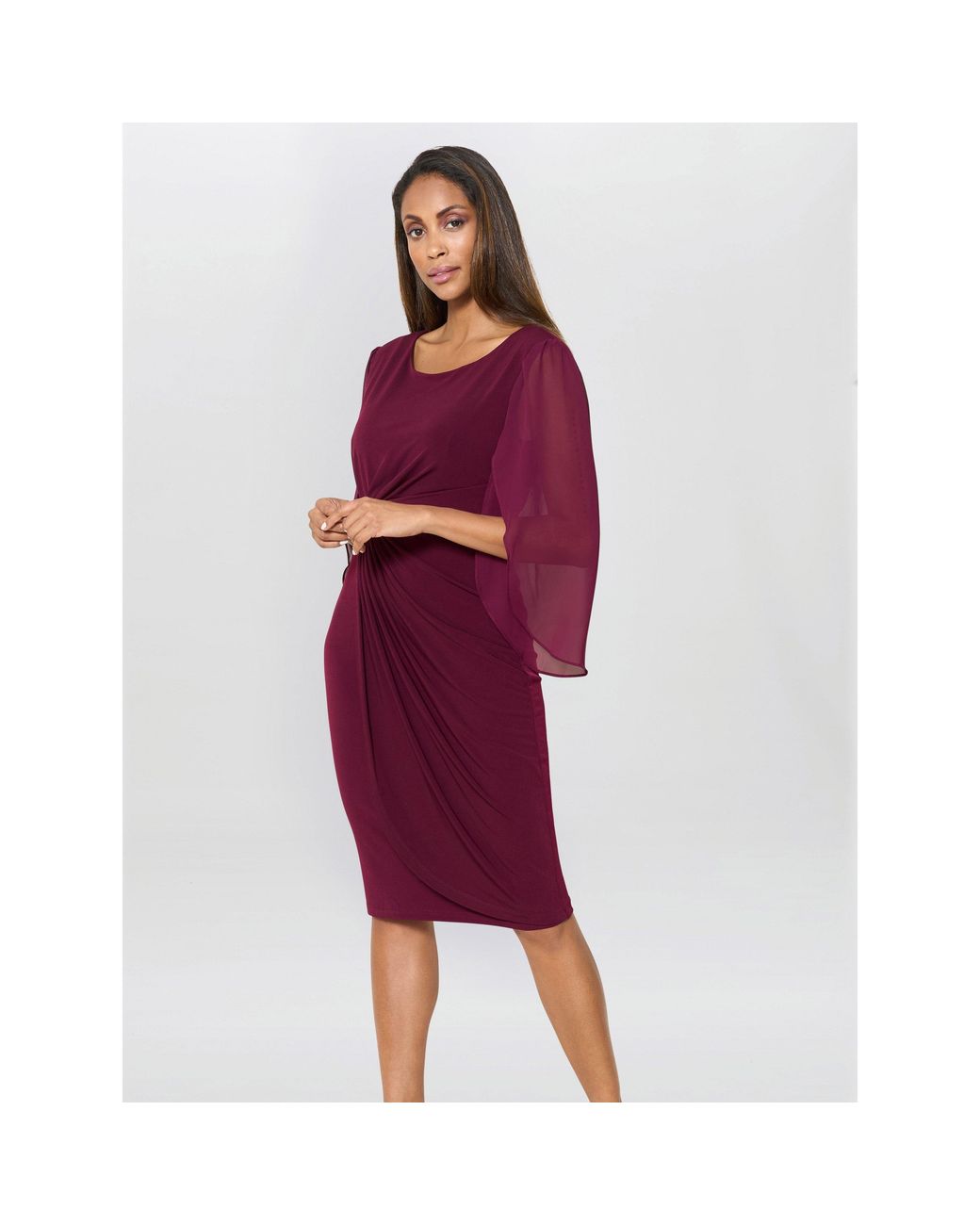 Gina Bacconi Red Ryder Jersey And Chiffon Wrap Dress