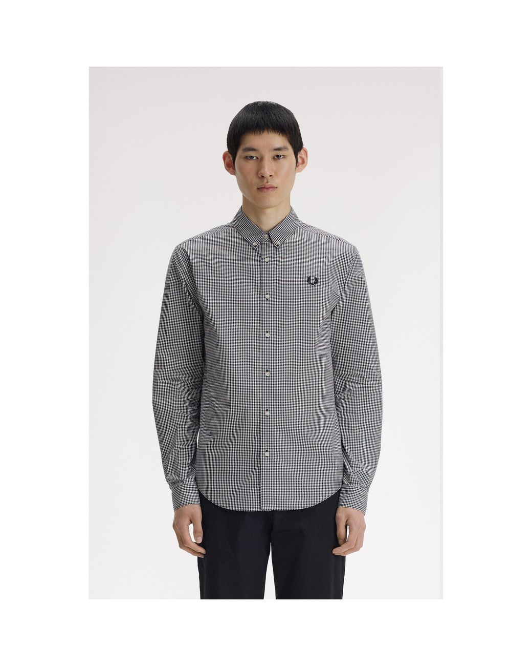 Fred Perry Gray Long Sleeve Patterned Shirt for men