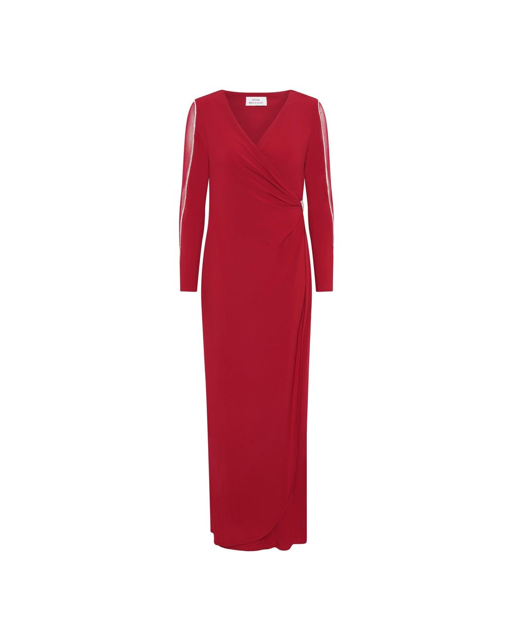Gina Bacconi Red Stefanie Long Sleeve Maxi Dress