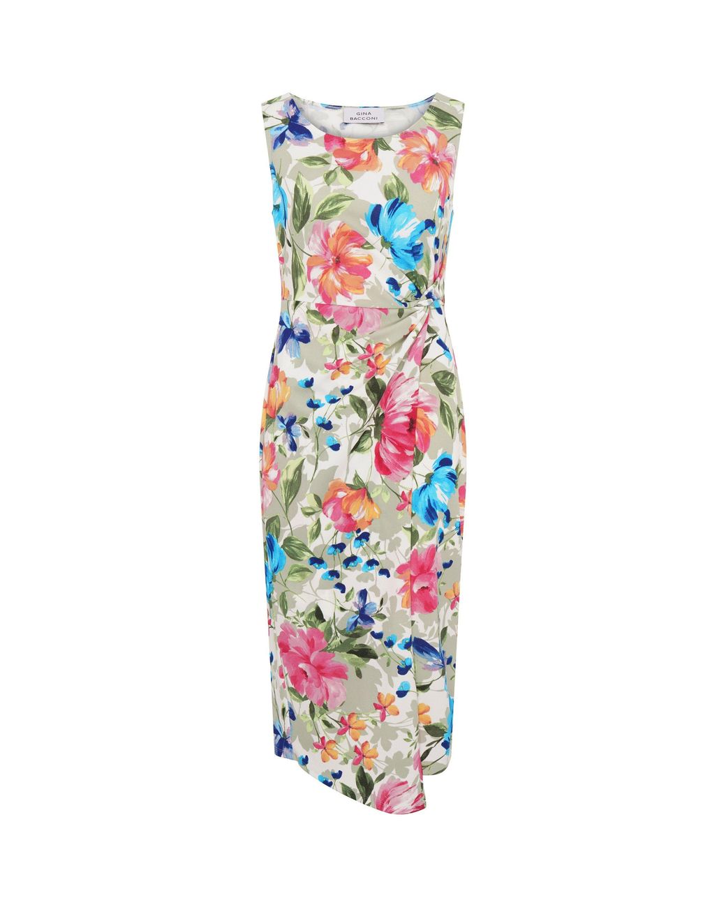 Gina Bacconi Blue Roma Twist Knot Floral Dress