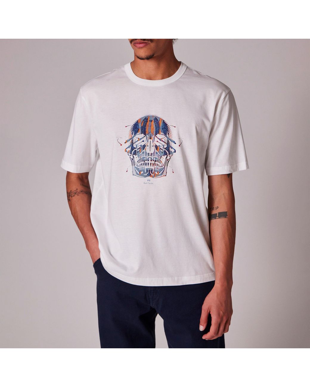 Paul Smith White Skull Graphic T-Shirt for men