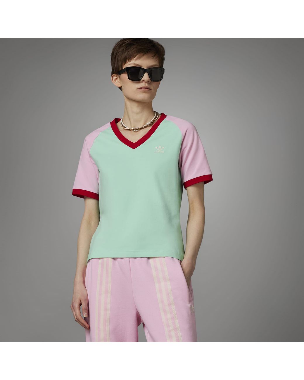 Adidas Originals Blue V-Neck T-Shirt