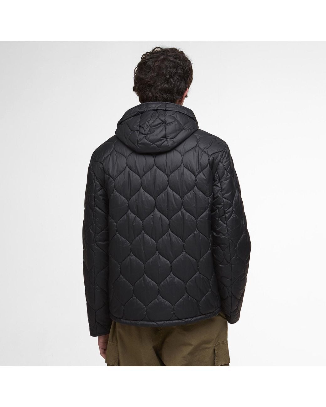 Barbour Black Re-Engineered Hooded Spey Long Sleeve Quilted Jacket for men