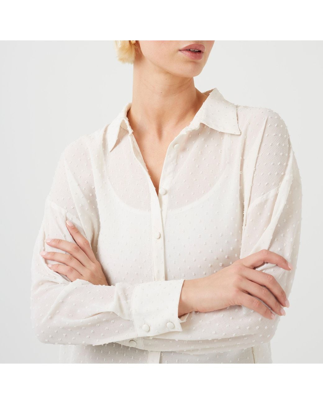 Brave Soul White Ladies Long Sleeve Spot Shirt