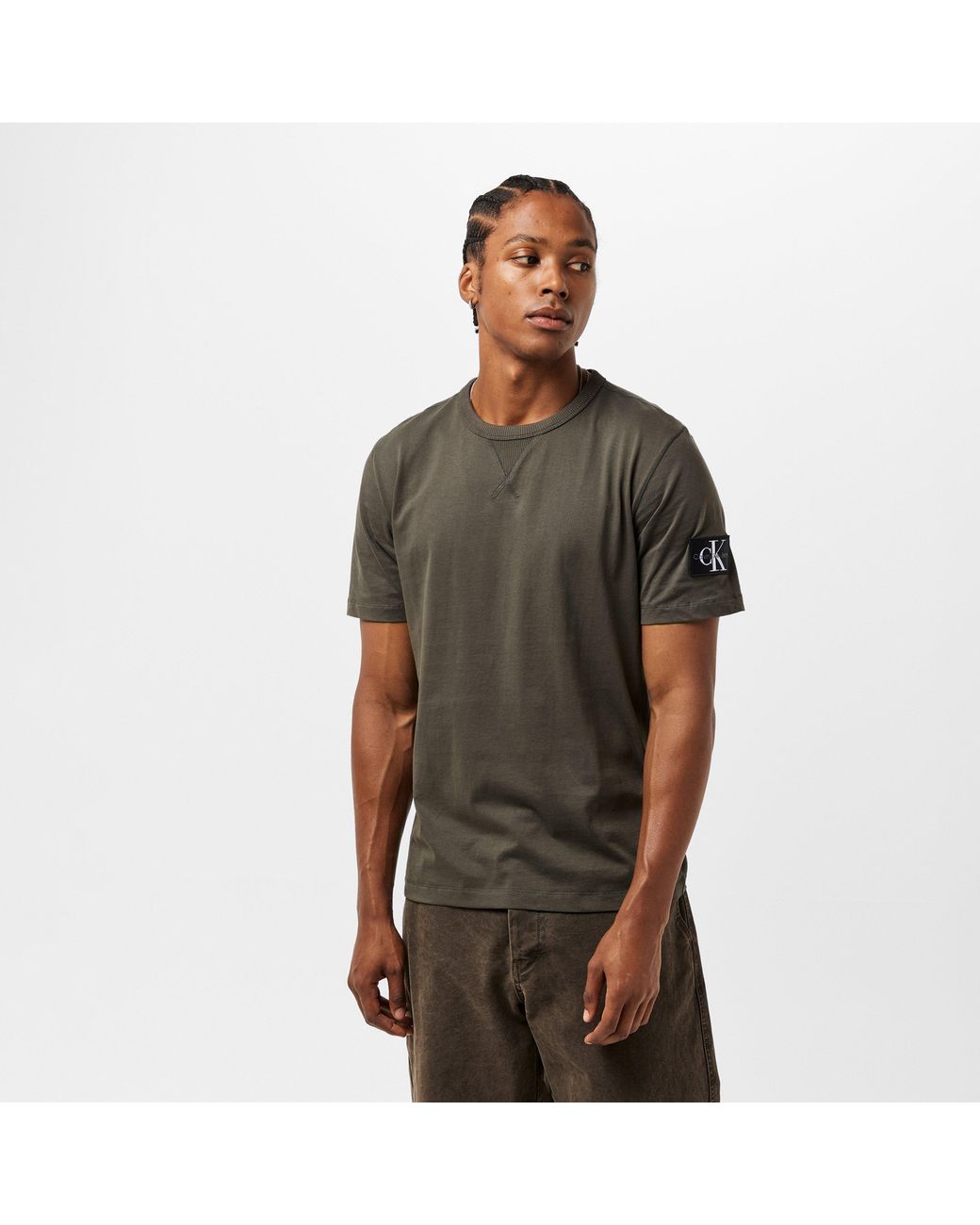 Calvin Klein Green Monogram Badge T-Shirt for men