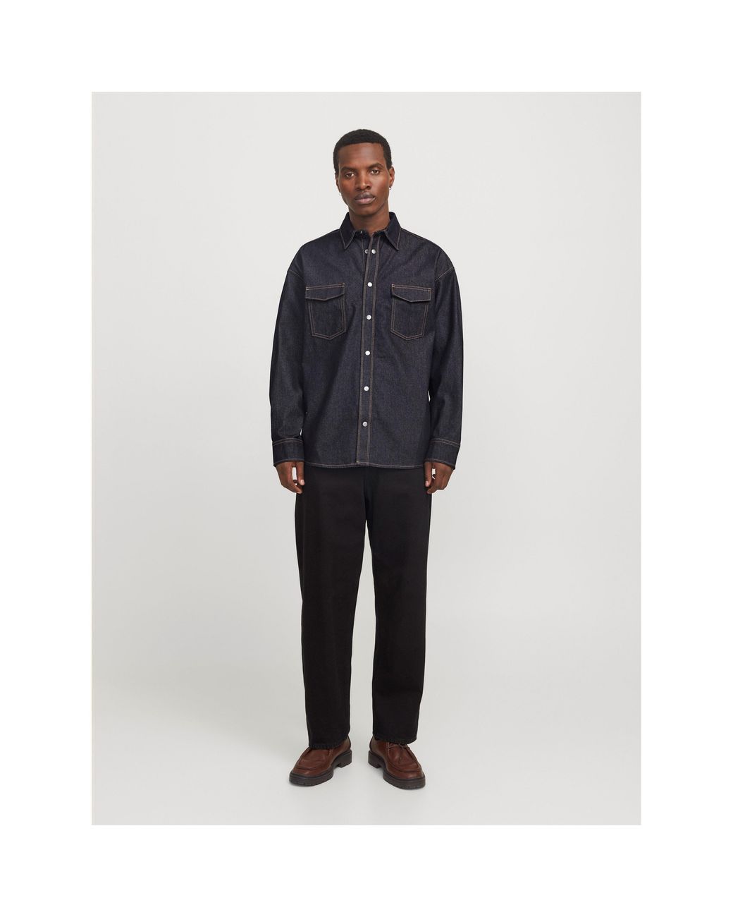 Jack & Jones Blue Astin Long Sleeve Denim Shirt for men