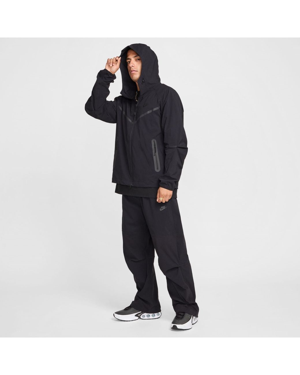 Nike Black Tech Woven Oversized Trousers for men