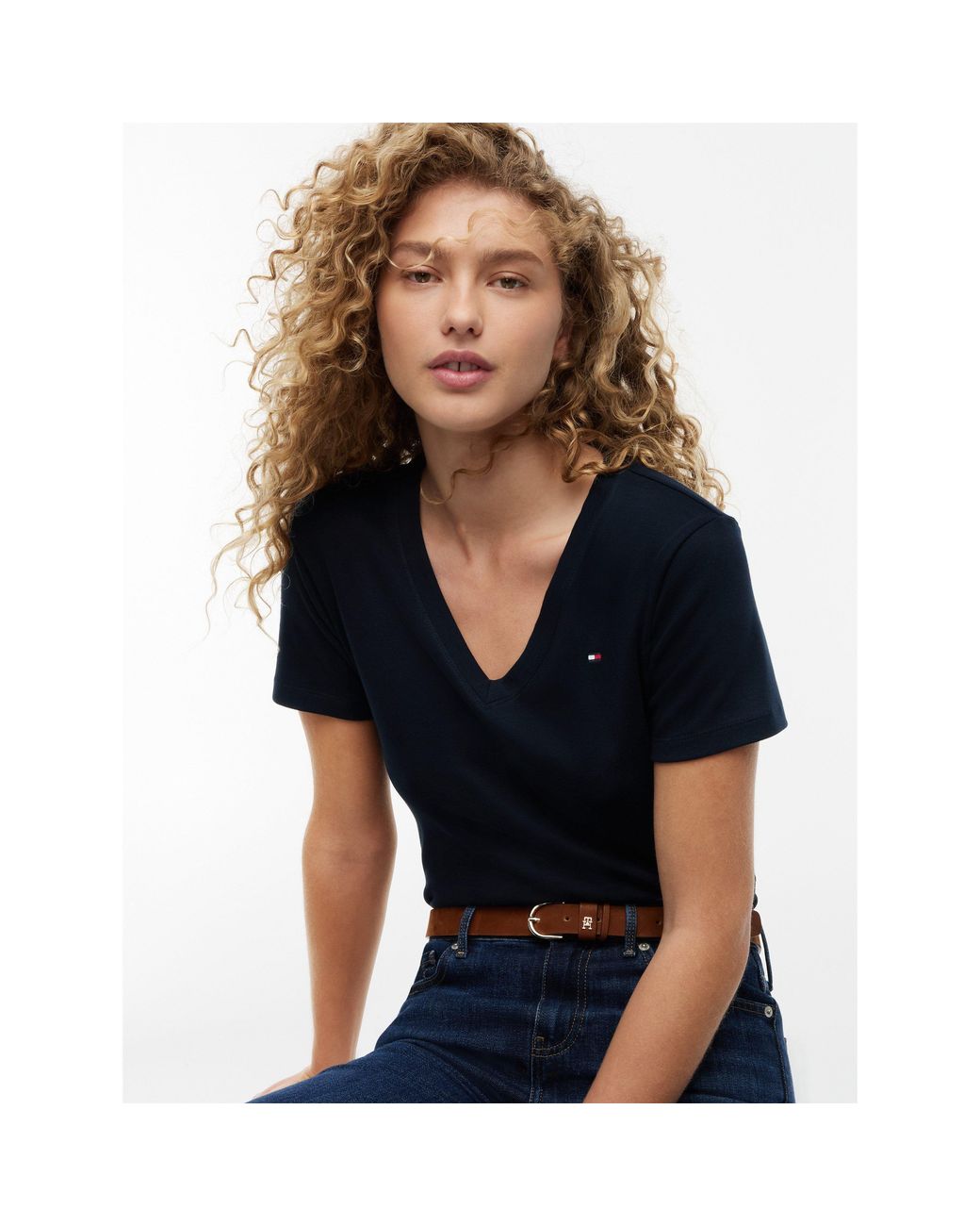 Tommy Hilfiger Blue V-Neck Striped T-Shirt