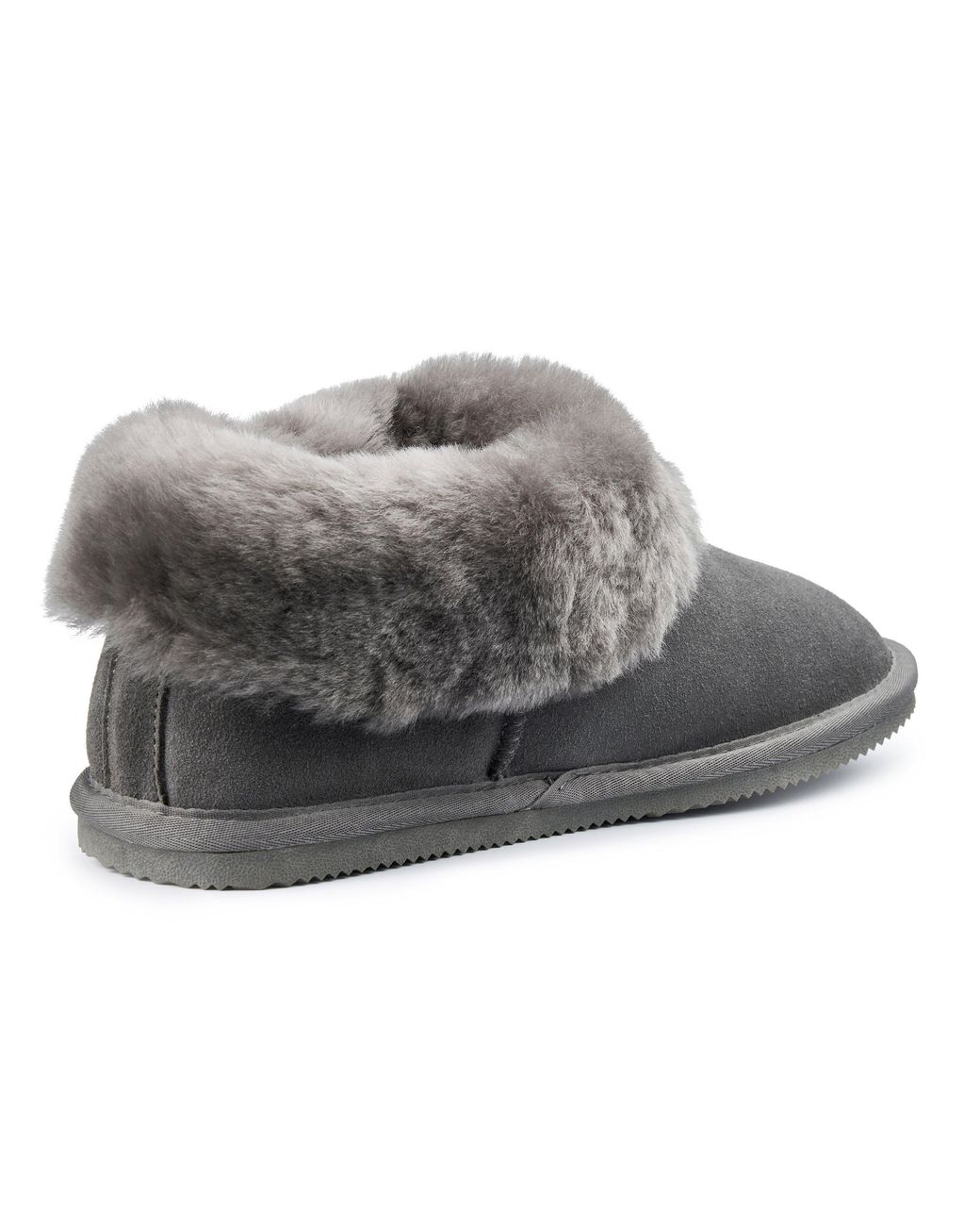 Hotter Gray Hug Suede Sheepskin Full Fit Slippers