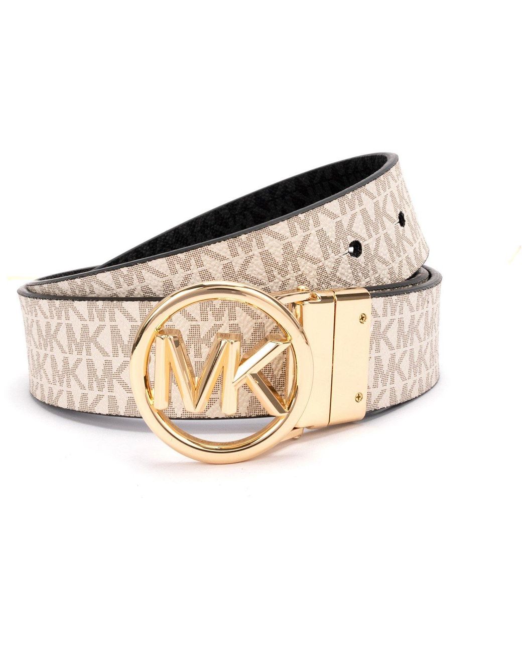 MICHAEL Michael Kors Black Reversible Mk Logo Leather Belt