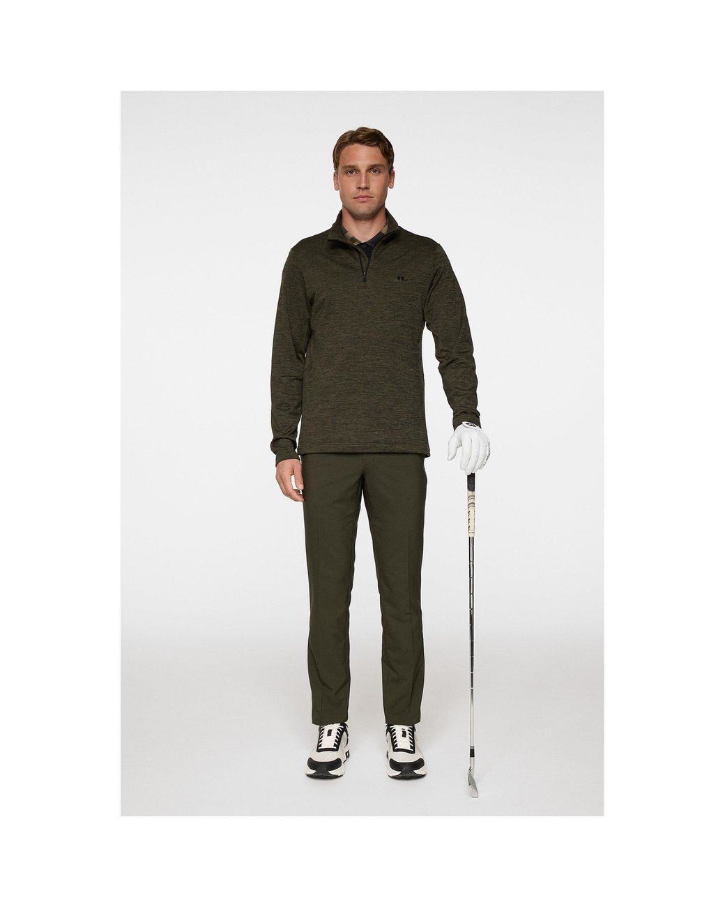 J.Lindeberg Green Destry Quarter Zip Pullover for men
