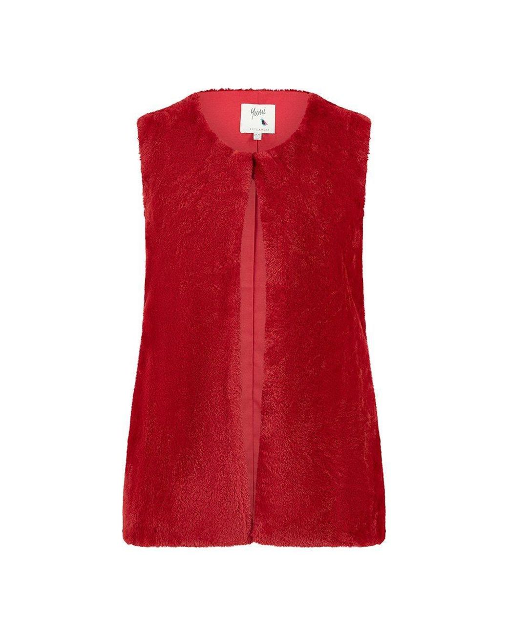 Yumi' Red Faux Fur Sleeveless Gilet