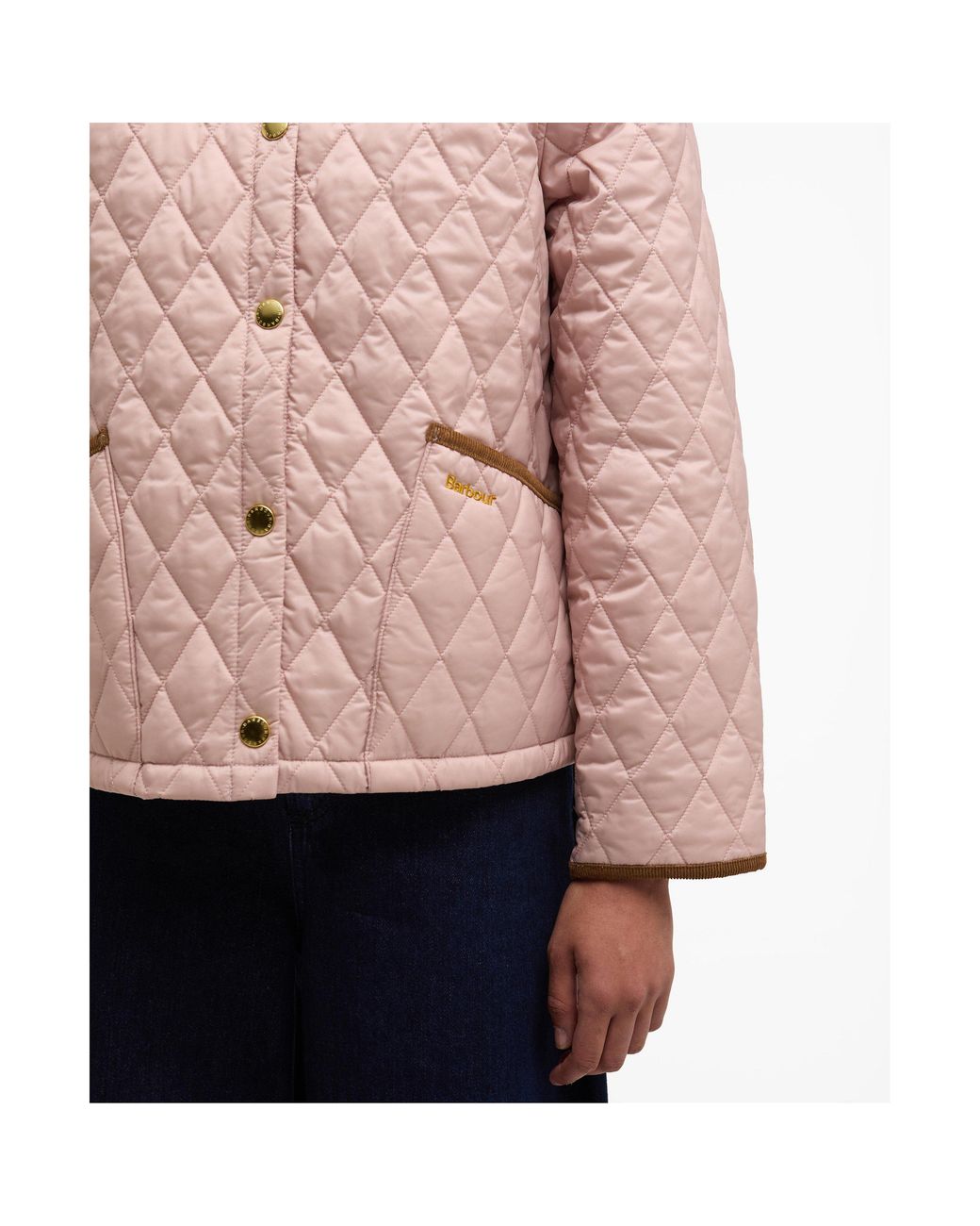 Barbour Pink Liddesdale Cropped Diamond Quilted Jacket