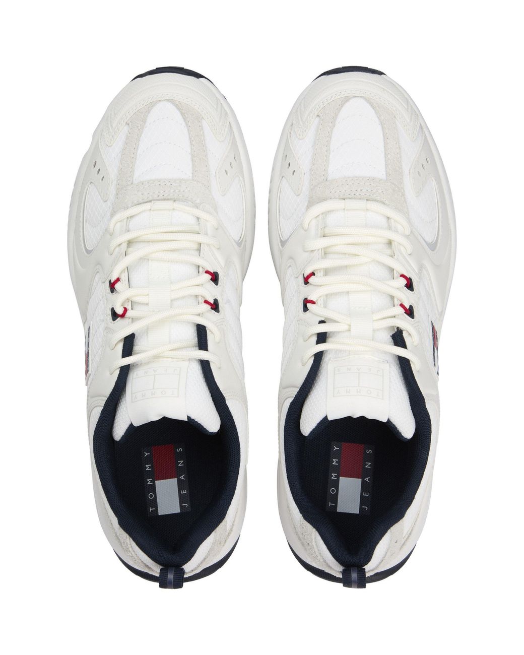 Tommy Hilfiger White Logo Mixed Texture Trainers for men