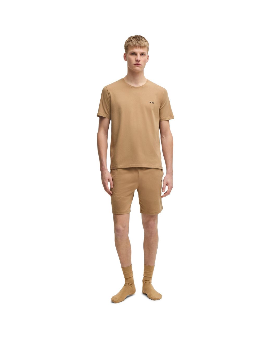 Boss Brown Bodywear Mix & Match Premium Cotton T-Shirt With Logo Detail for men