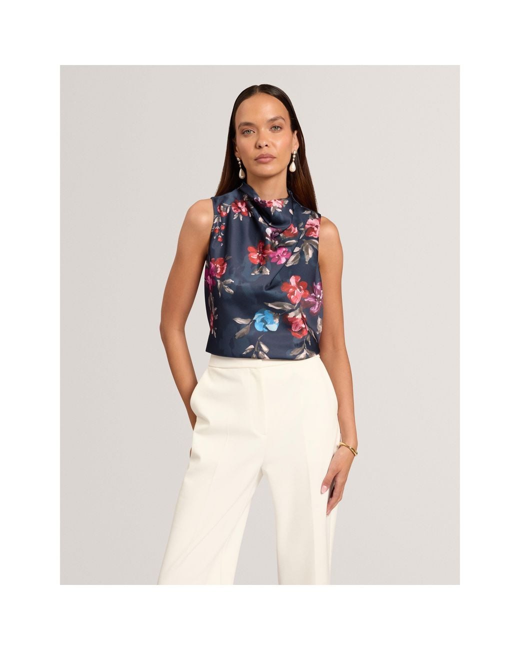 Ted Baker Blue Ted Floral Drape Top Ld71