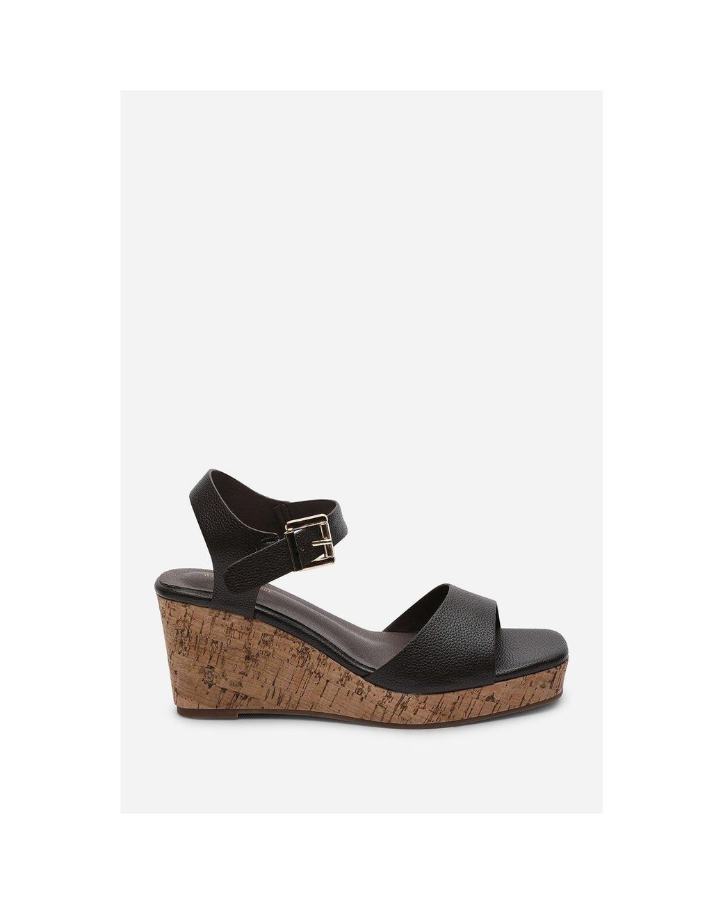 Where's That From Brown Giselle Wide Fit Cork Platform Wedge