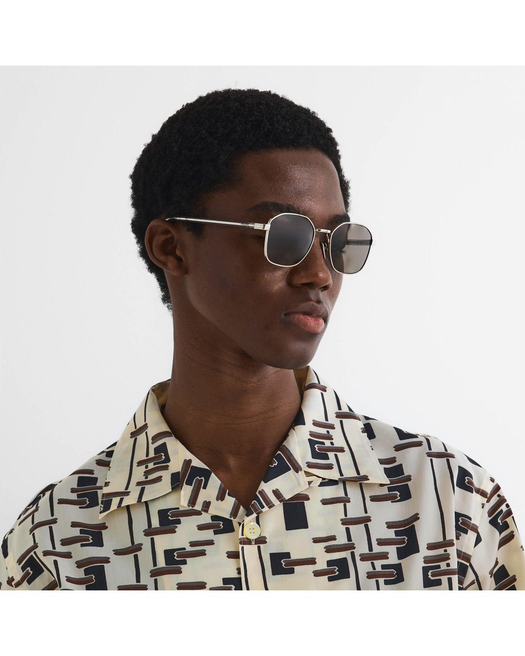 Prada Gray Round Sunglasses for men