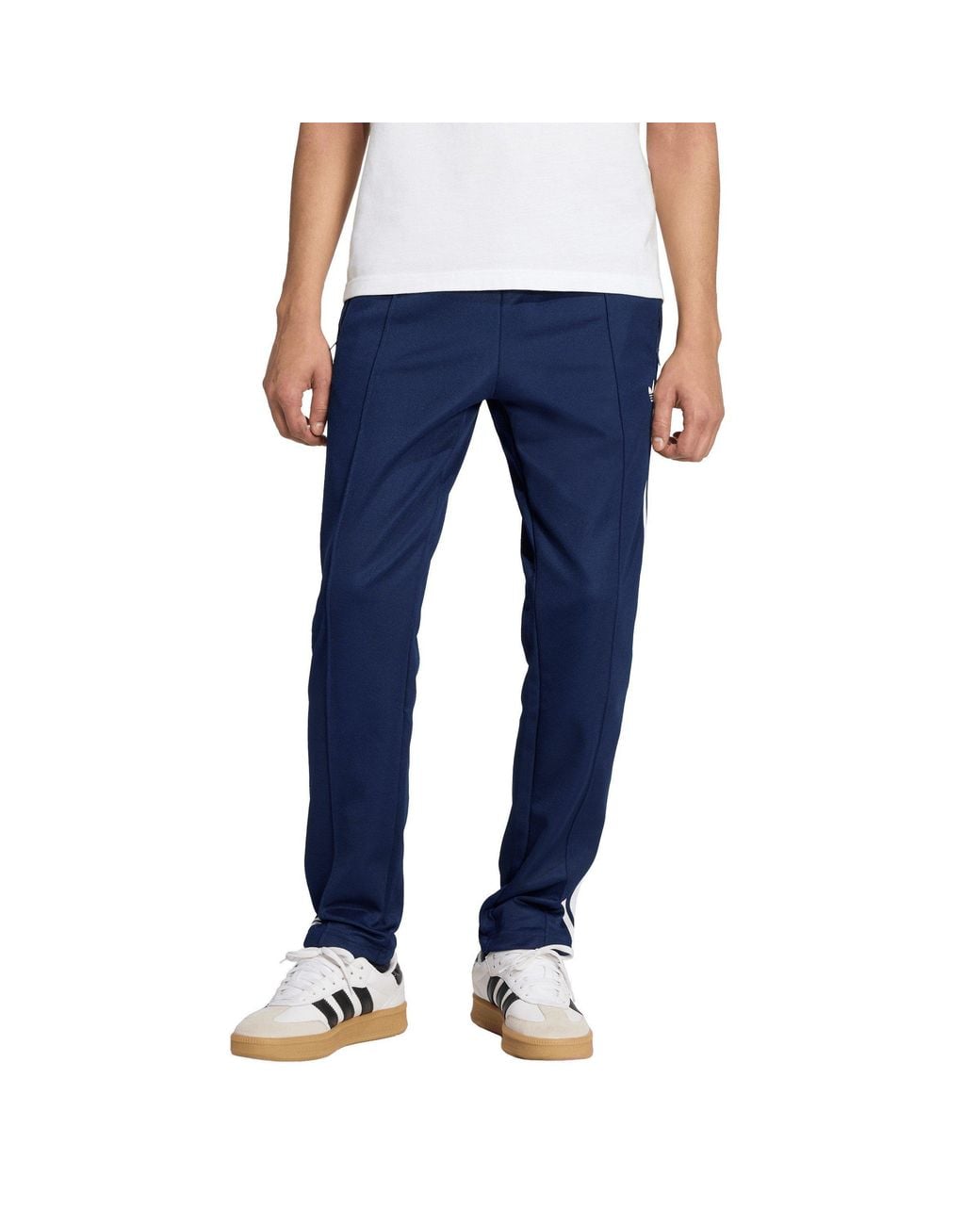 Adidas Originals Blue Beckenbauer Cotton Open Hem Slim-Fit Joggers for men