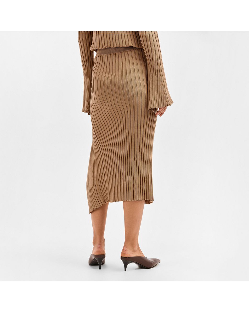 Stella McCartney Brown Ribbed Midi Skirt