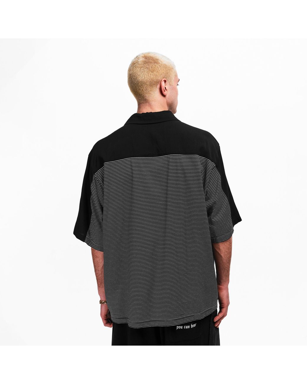 Undercover Black Contrast Short Sleeve Patterned Shirt for men