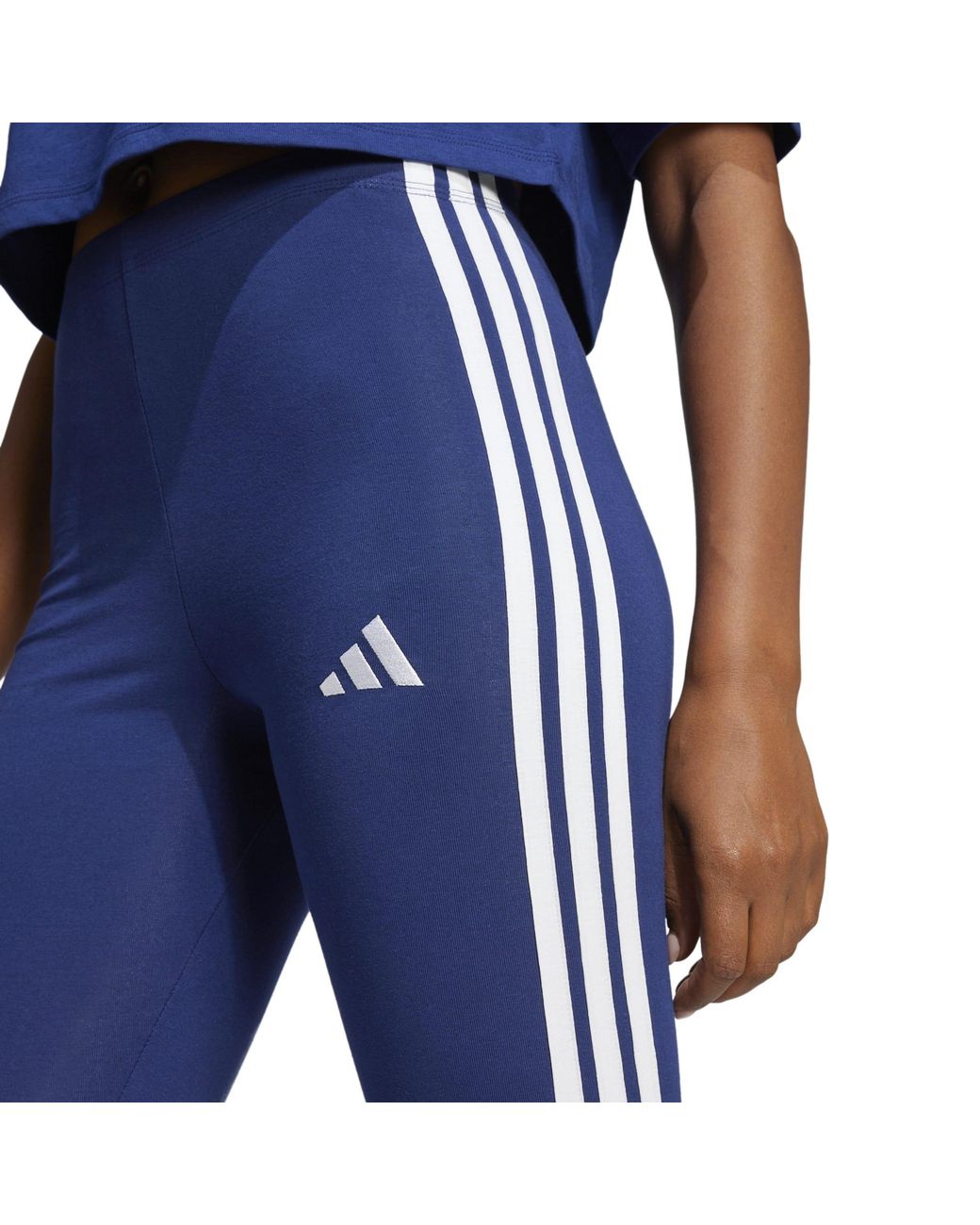 Adidas Blue Essentials 3 Stripe Leggings