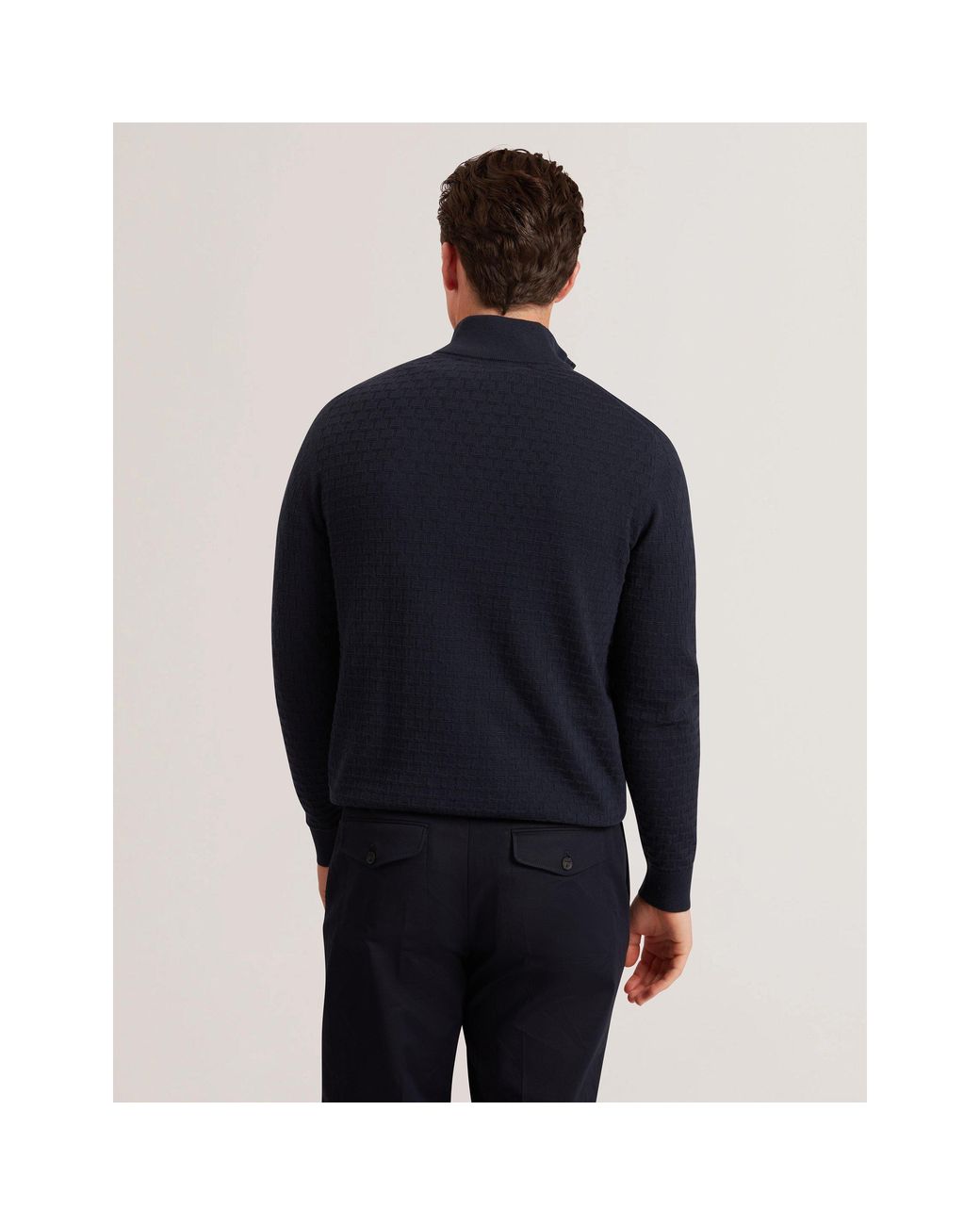 Ted Baker Blue Stitch Half Zip Knitted Top for men