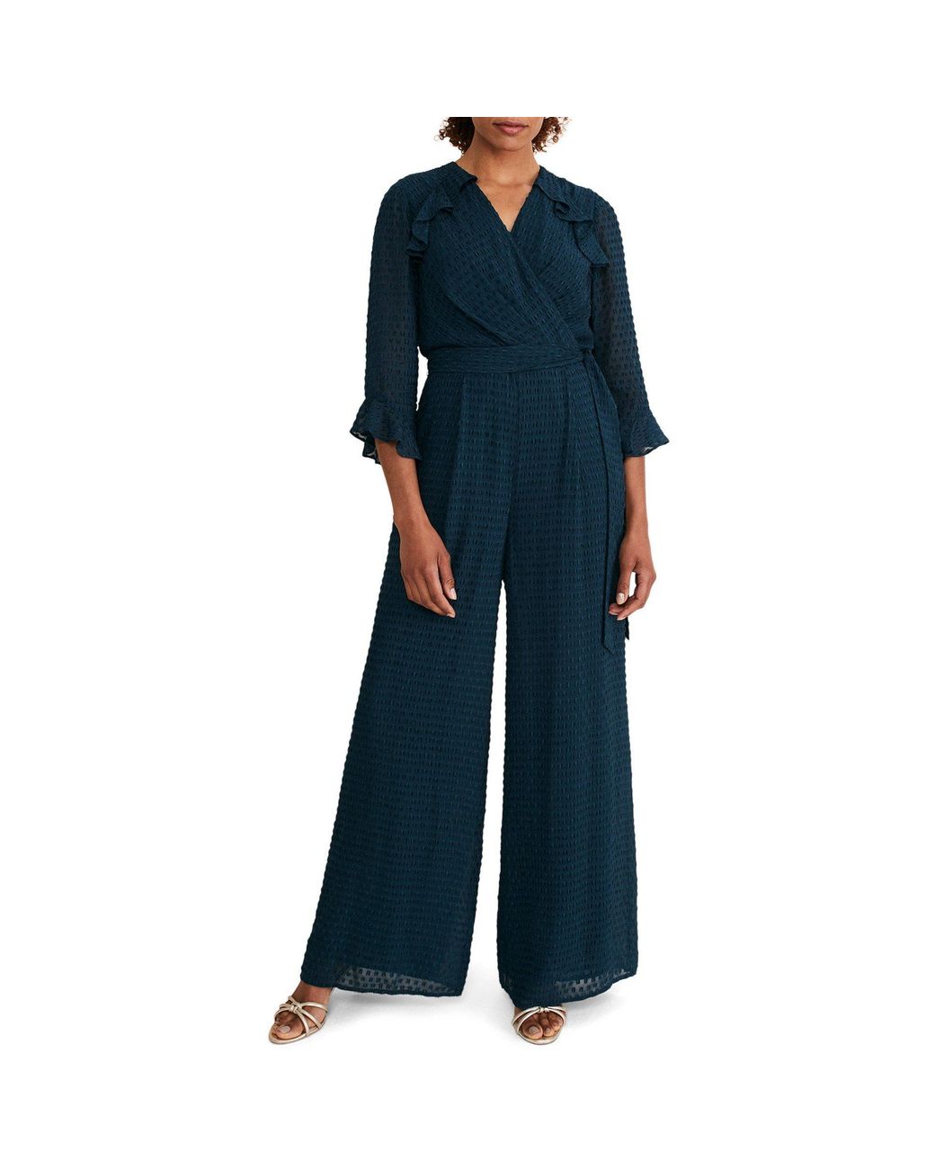 Phase Eight Blue Hattie Wrap Wide Leg Jumpsuit