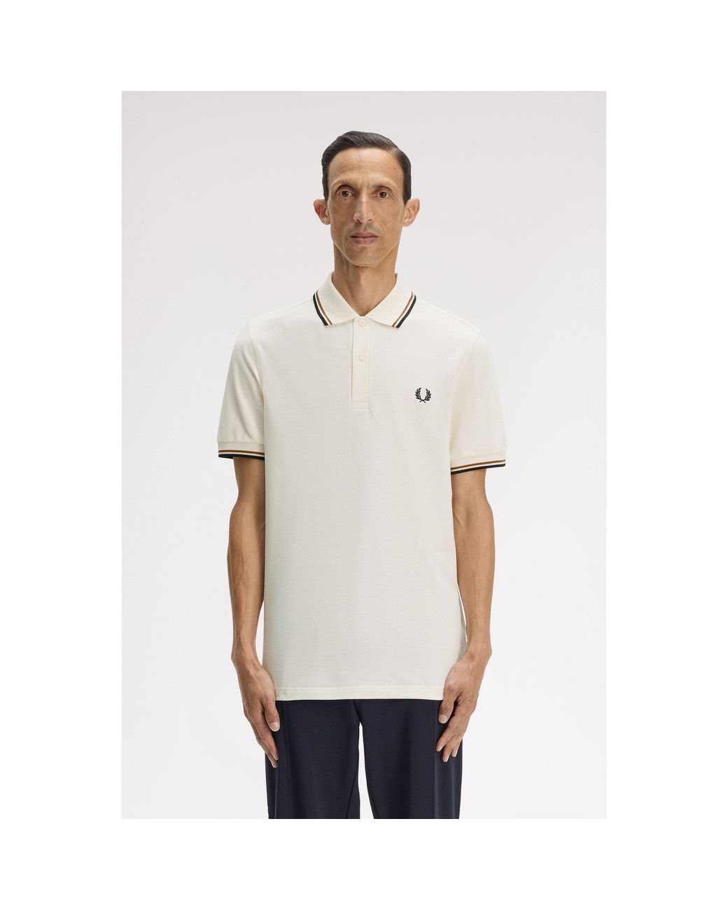 Fred Perry White Short Sleeve Twin Tipped Polo Shirt for men