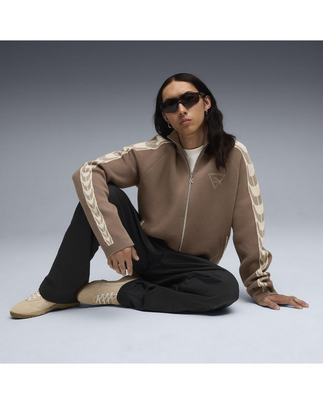 PUMA X REPRESENT Brown T7 Knitted Track Jacket for men