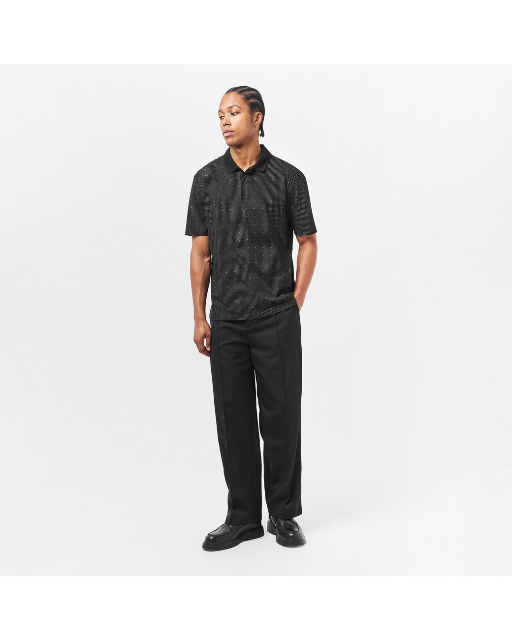 ARMANI EXCHANGE Black Short Sleeve Polo Shirt for men