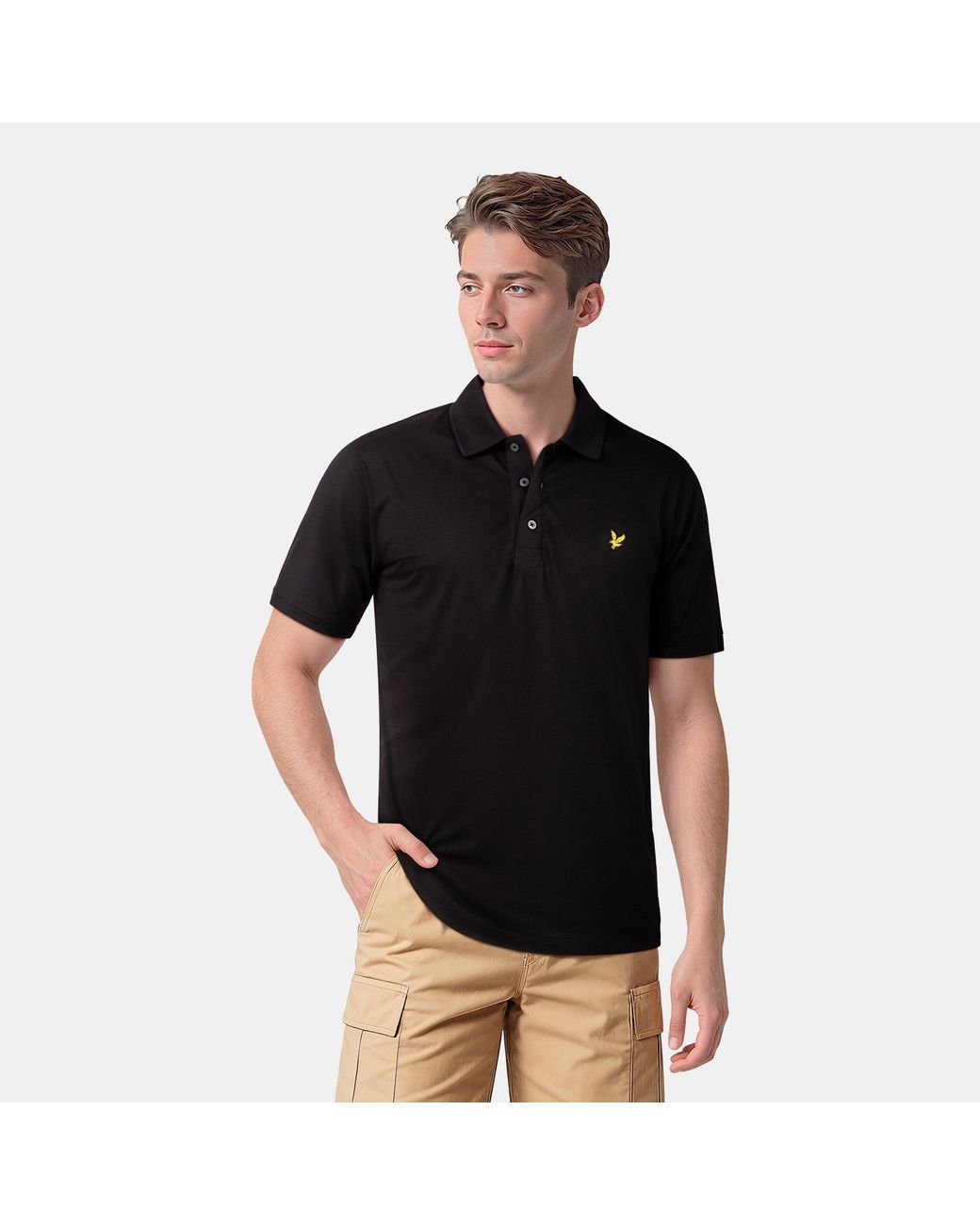 Lyle & Scott Black Basic Short Sleeve Polo Shirt for men