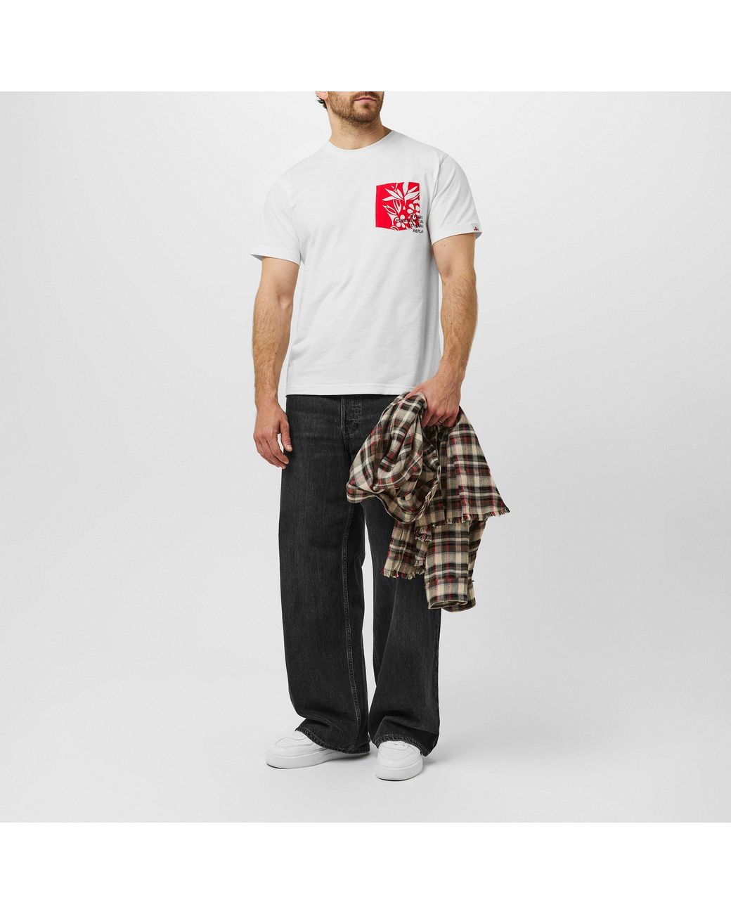 Replay White Hawaiian Pocket T-Shirt for men