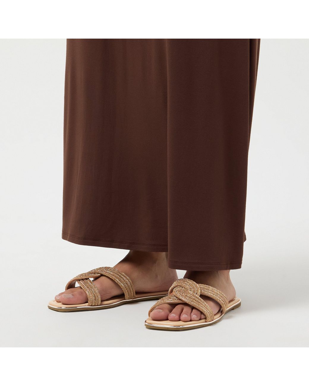 Dune Natural Lavenham Flat Sandals