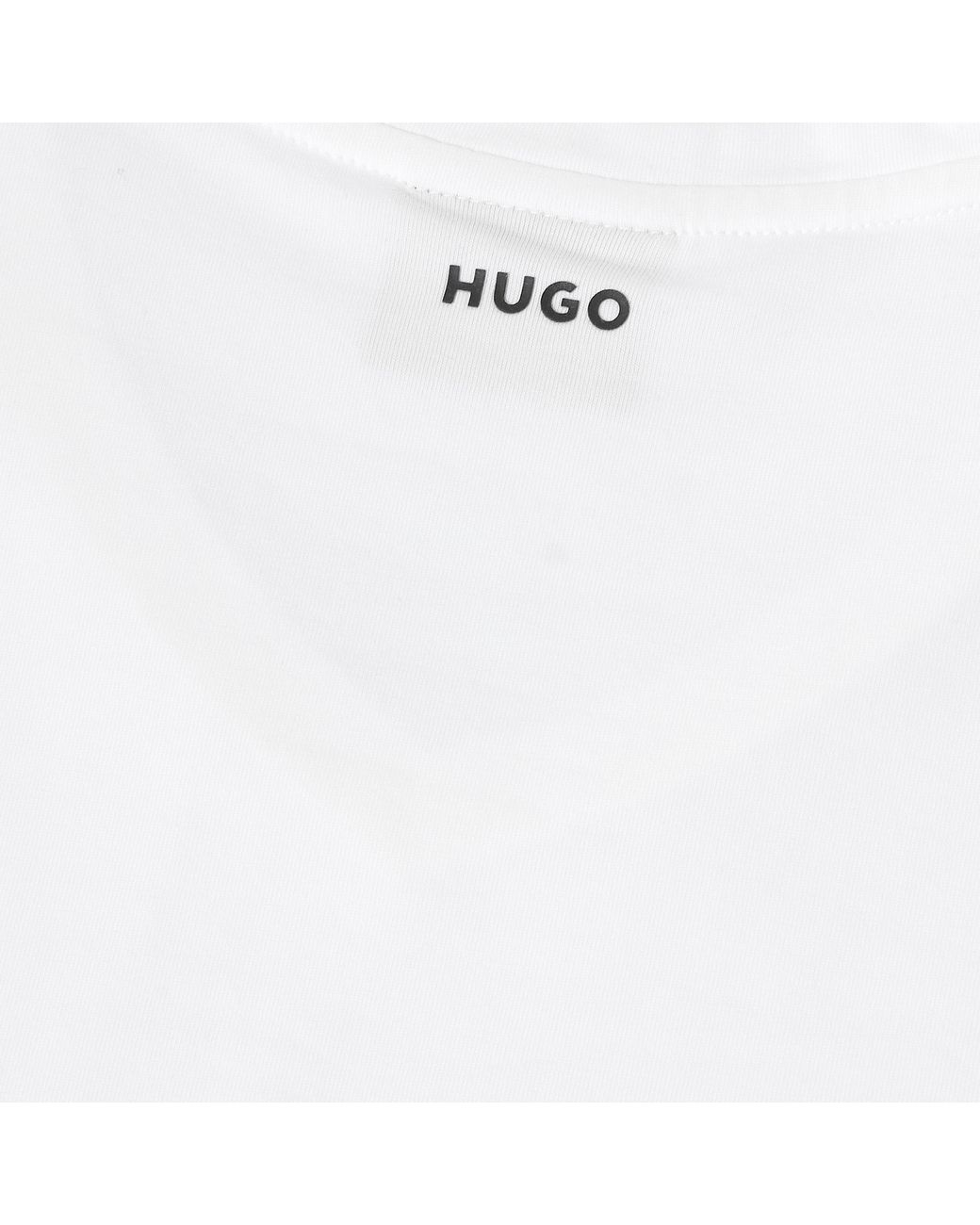 HUGO White Short Sleeve V Neck T Shirt for men