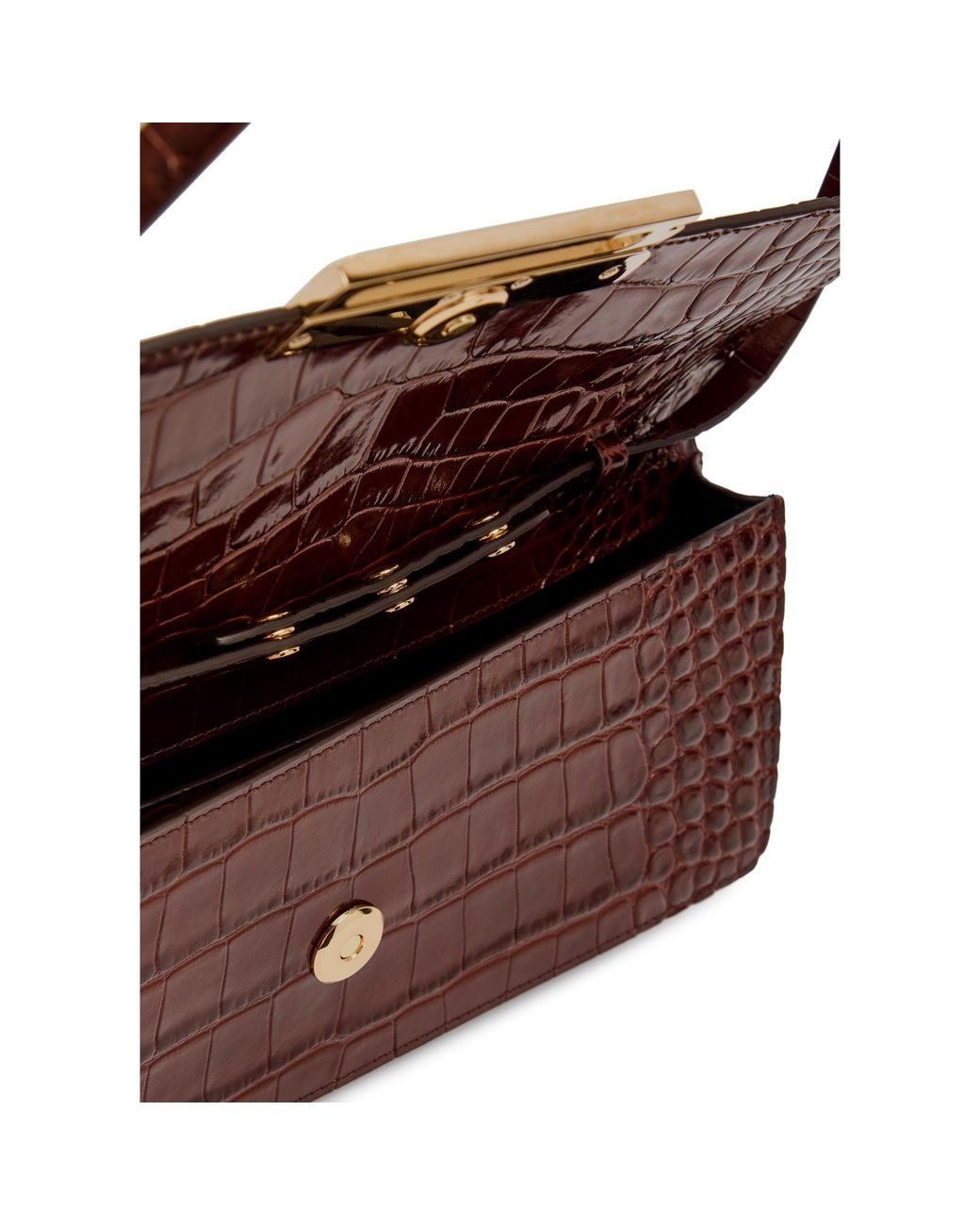 Victoria Beckham Brown Dorian East-West Clutch Croc E