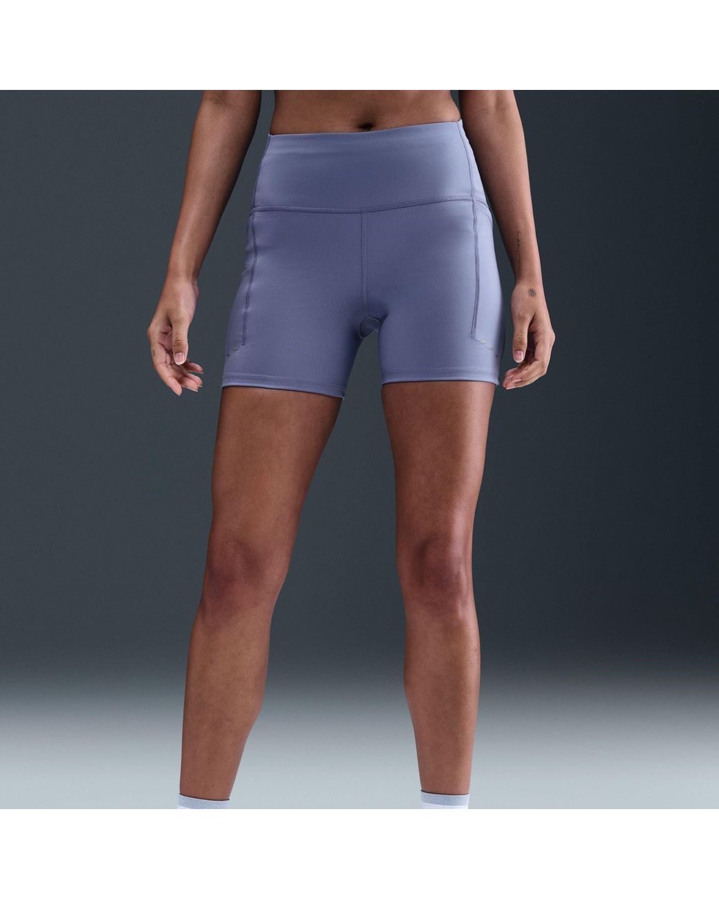 Nike Blue Swift High-Waisted Tight Running Shorts With Pockets