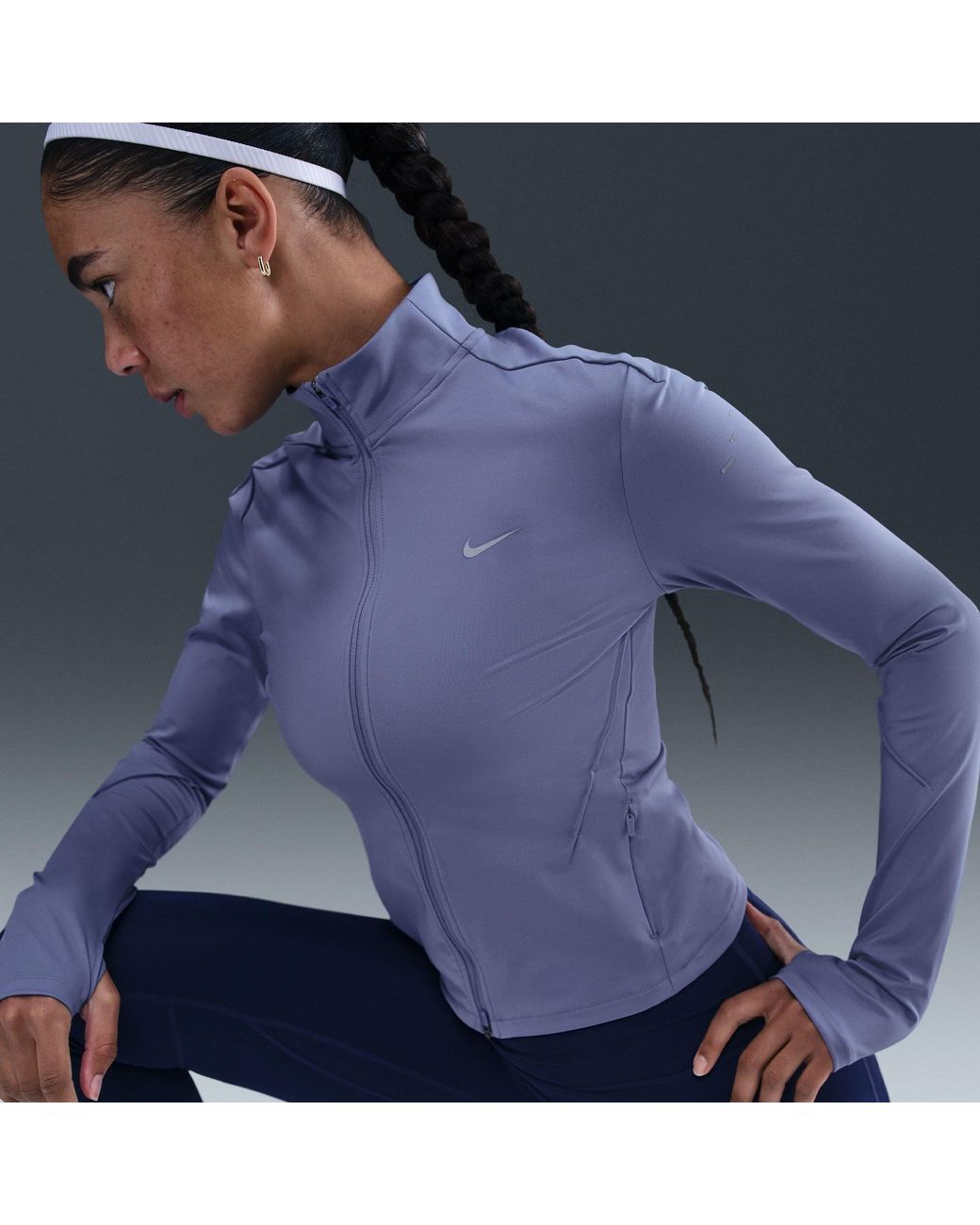 Nike Blue Swift Full Zip Long Sleeve Running Top