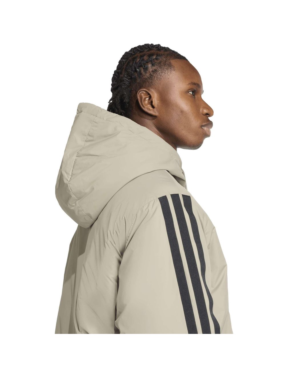 Adidas Green Essentials 3-Stripes Insulated Hooded Puffer Jacket for men