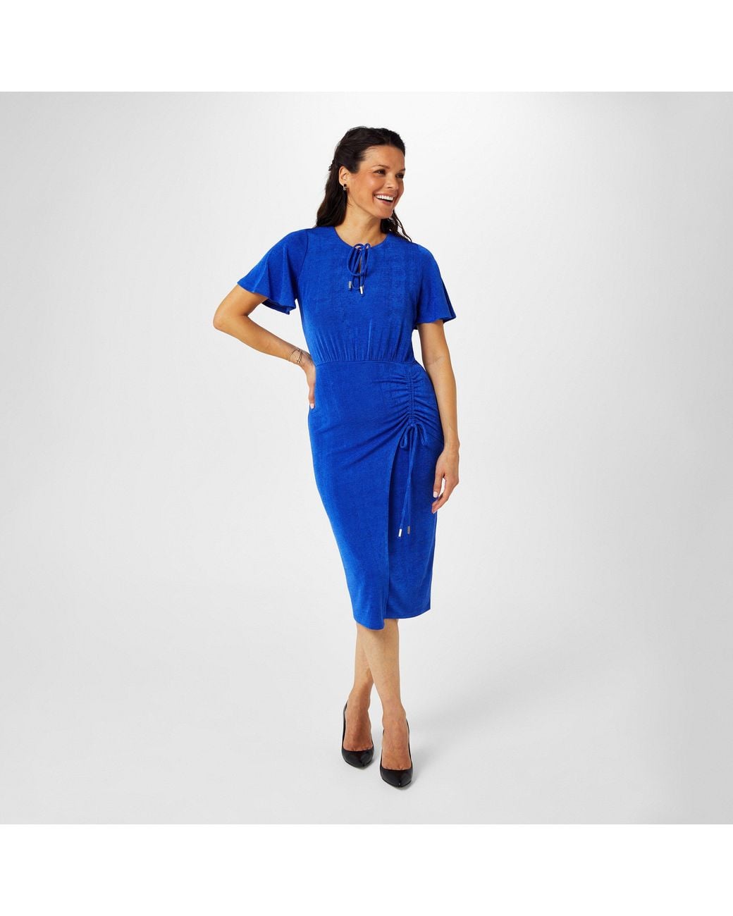 Biba Blue Keyhole Jersey Dress