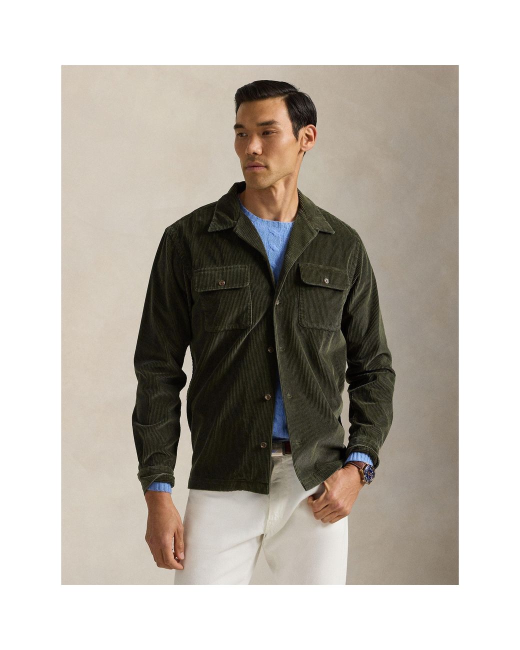 Polo Ralph Lauren Green Wide-Wale Cord Overshirt for men