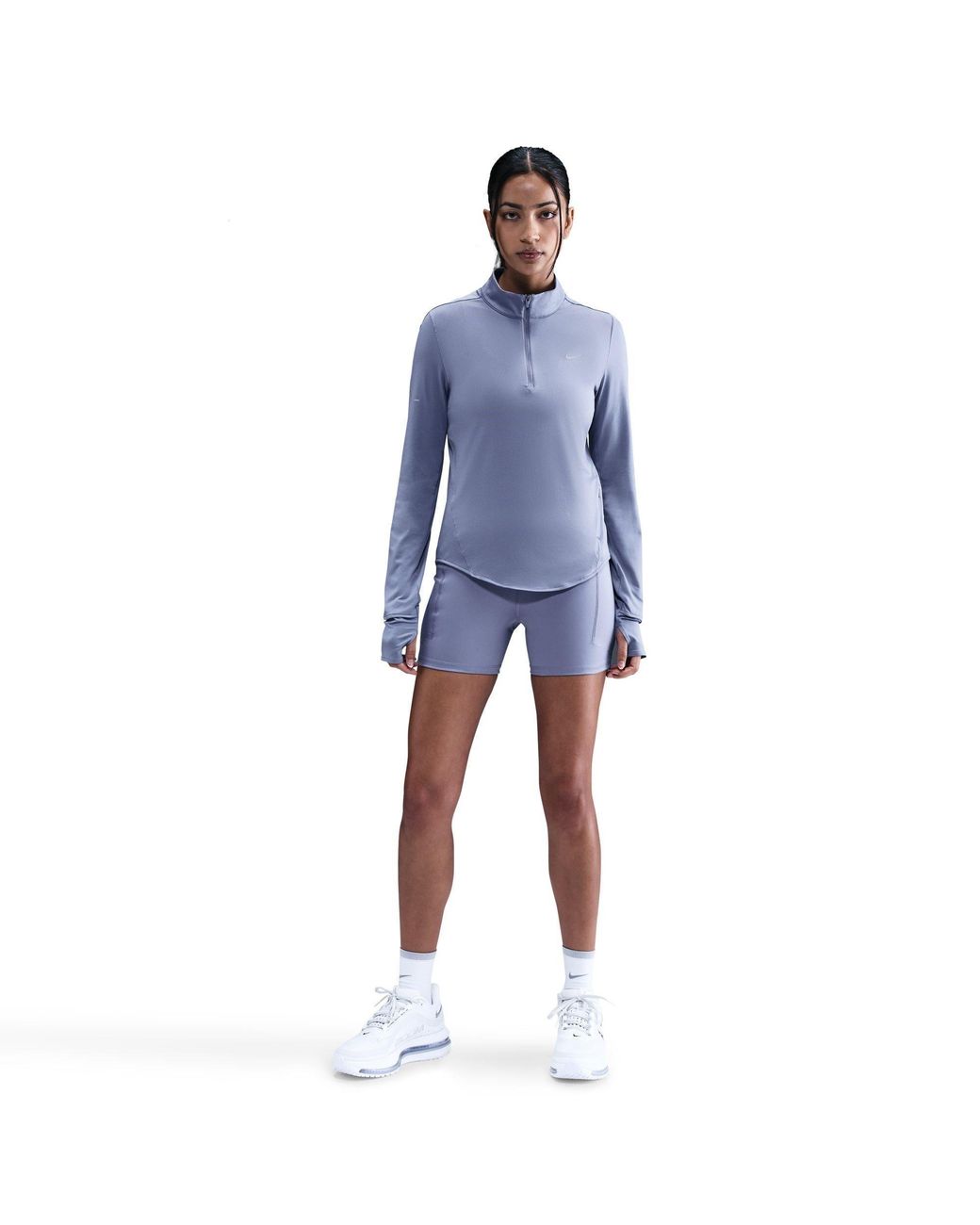 Nike Blue Swift High-Waisted Tight Running Shorts With Pockets