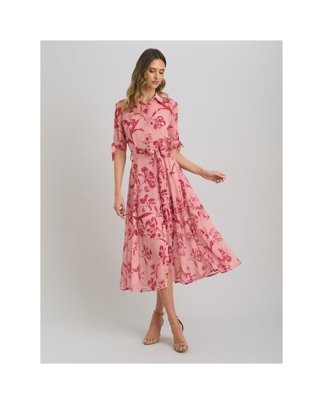 Gina Bacconi Red Adrienne Shirt Dress