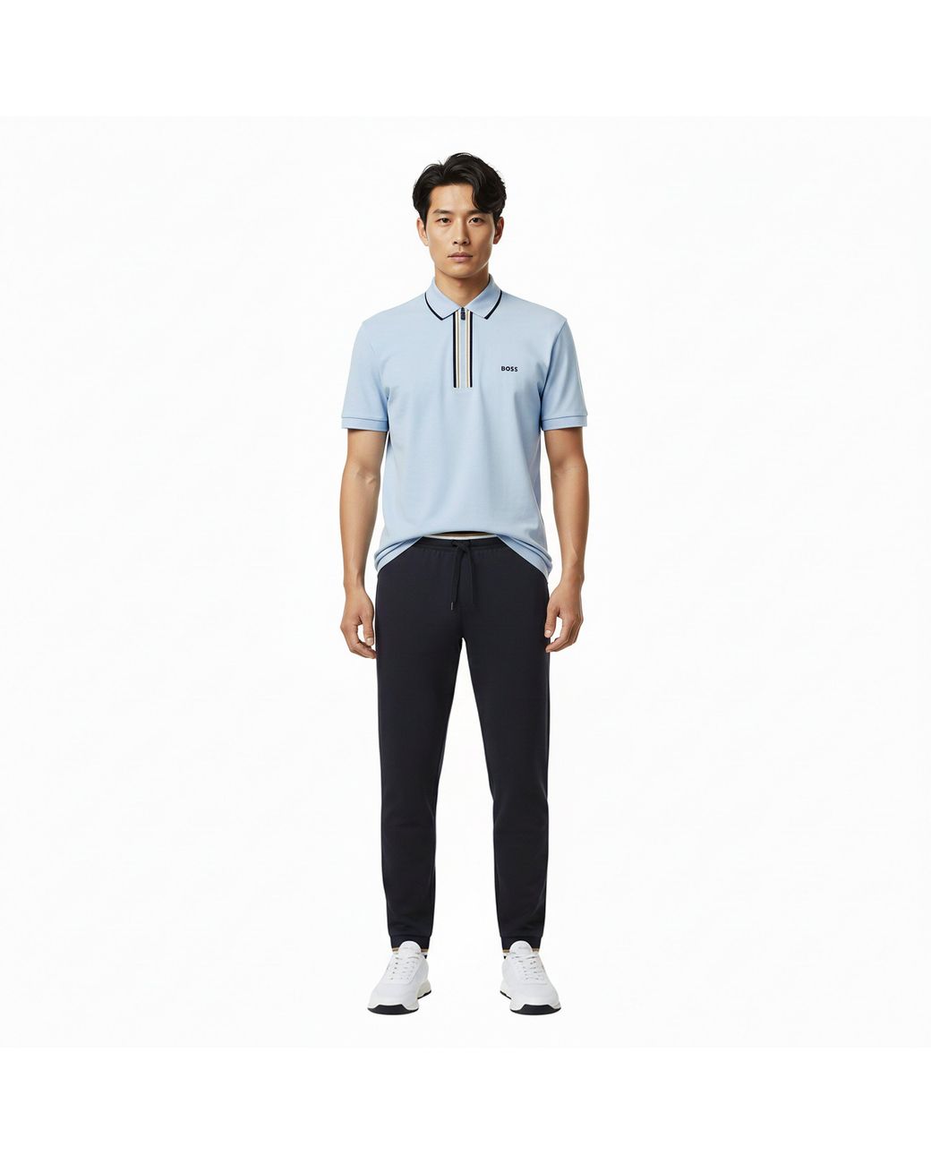 Boss Blue Short Sleeve Zip Polo Shirt (Philix) for men