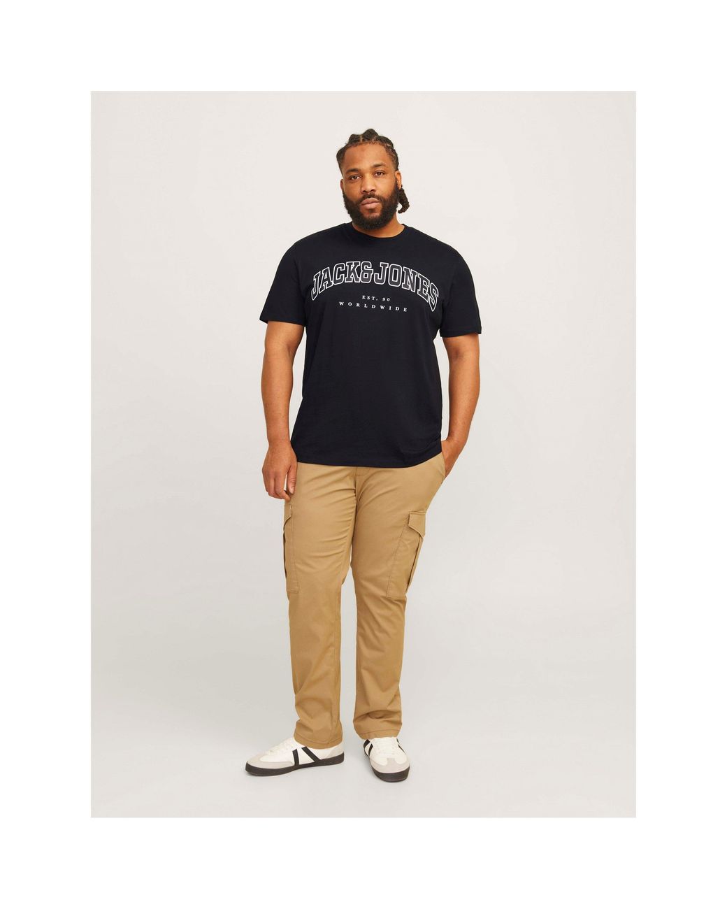 Jack & Jones Black Varsity Logo Plus Size T-Shirt for men