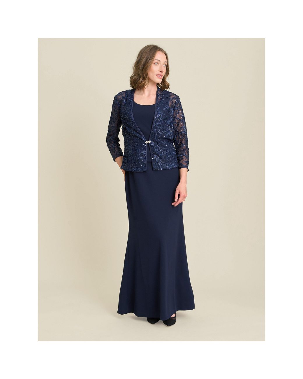 Gina Bacconi Blue Rayla Maxi Dress And Jacket