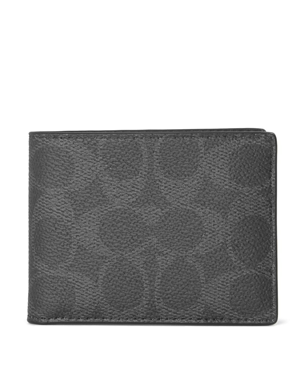 COACH Gray Signature Slim Billfold Wallet